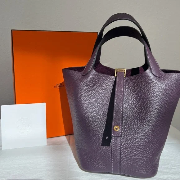 Hermes Plum Leather Picotin Tote with Gold Hardware - Picture 2 of 14